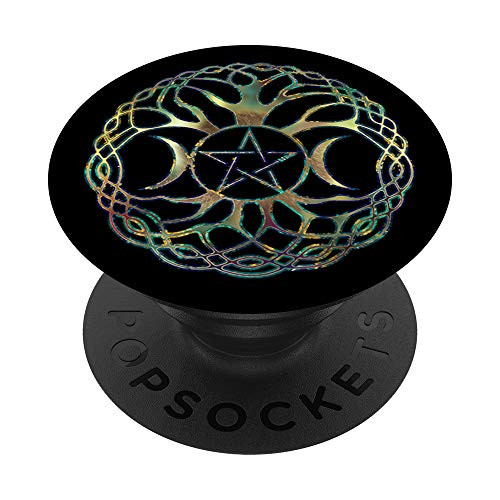 Triple Moon Goddess with pentagram and tree of life PopSockets PopGrip Swappable Grip for Phones  and  Tablets