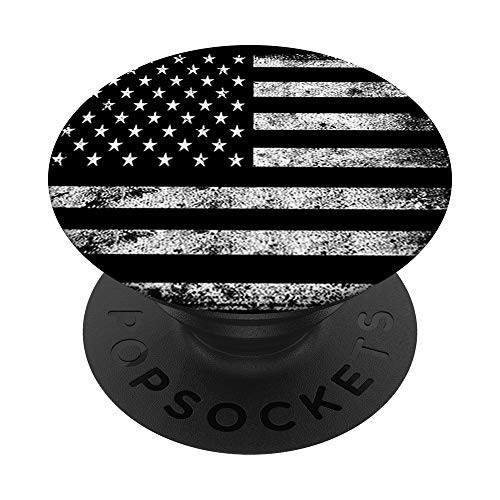 Vintage American Flag Black and White USA Patriotic Flag PopSockets PopGrip Swappable Grip for Phones  and  Tablets