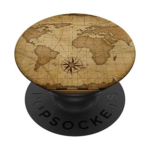 Vintage World Map Pop Socket Country Geography Gift PopSockets PopGrip Swappable Grip for Phones  and  Tablets