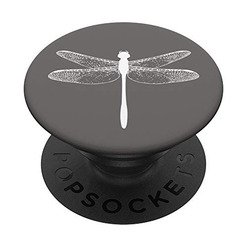 White Dragonfly Gray PopSockets PopGrip Swappable Grip for Phones  and  Tablets
