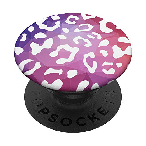 White Leopard Cheetah Pink Purple Polygon PopSockets PopGrip Swappable Grip for Phones  and  Tablets