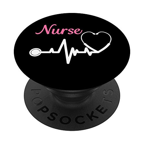 Womens Nurse phone accessory RN Heartbeat Gift PopSockets PopGrip Swappable Grip for Phones  and  Tablets
