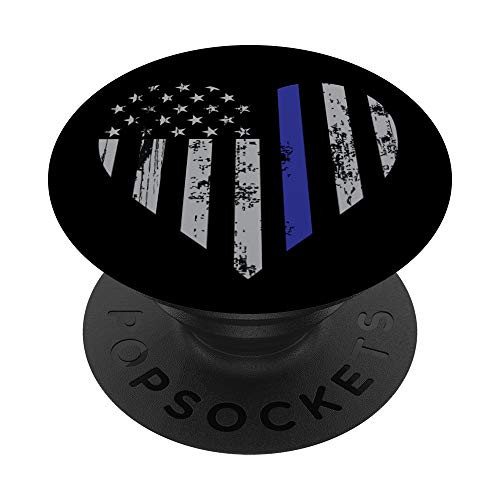 American Flag Heart Thin Blue Line Police Lives Matter PopSockets Grip and Stand for Phones and Tablets