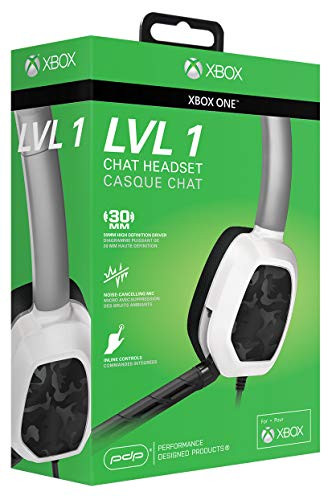 PDP Gaming LVL1 Wired Chat Headset With Noise Cancelling Microphone White Camo - Xbox One