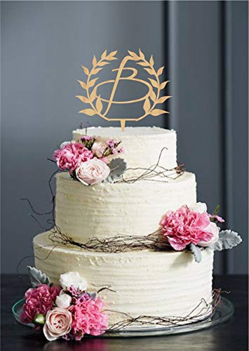 B Letter Cake Topper Script Cake Topper Wreath Wedding Cake Topper personalized cake topper wreath cake topper wedding Rustic Cake