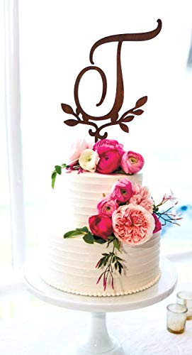 T Cake Topper T Rustic Wedding Cake Topper Initial Cake Topper wreath cake topper Gold Monogram cake topper letter Cake toppers for wedding