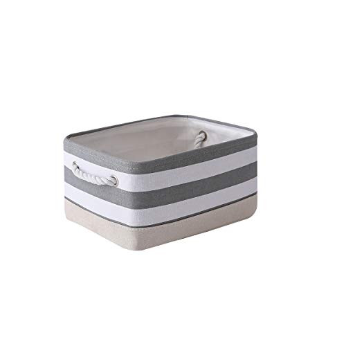 TheWarmHome Fabric Basket Storage Basket Storage Bin Basket for Organizing Decorative Storage Basket Nursery Basket for Toys Clothes Basket for Home Grey and White Stripes 13.8Lx9.8Wx6.7H