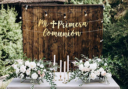 Glittery Banner Mi Primera Comunion First Holy Communion Communion First Communion God Bless Gold Communion Decor Decorations Supplies for Party