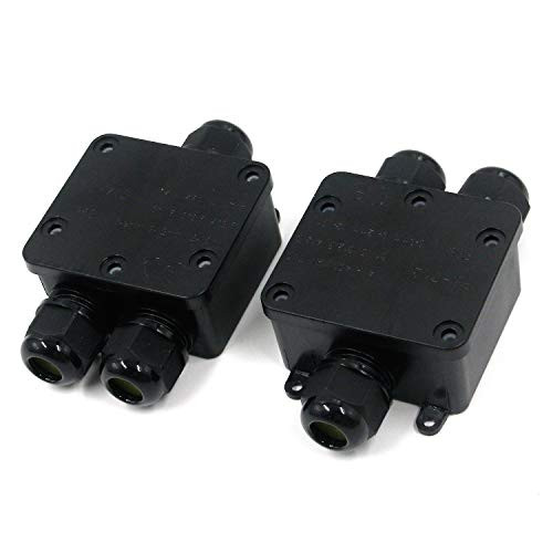 MTMTOOL Outdoor Waterproof Junction Box IP68 3-Way Plug Line External Electrical Junction Box Pack of 2
