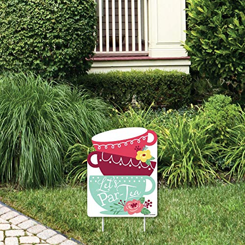 Big Dot of Happiness Floral Let s Par-Tea - Outdoor Lawn Sign - Garden Tea Party Yard Sign - 1 Piece