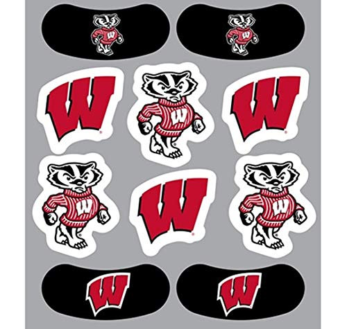 University of Wisconsin  UW  Badgers  Waterless Peel  and  Stick Temporary Tattoos  10-Piece Combo  6 Spirit Tattoos  and  4 Eye Strips