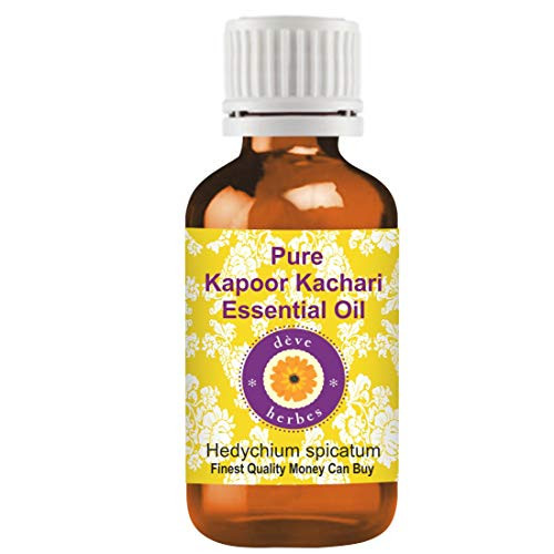 Deve Herbes Pure Kapoor Kachari Essential Oil Hedychium spicatum with Internal Plastic Euro Dropper 100 percent Therapeutic Grade Steam Distilled for Personal Care 30ml 1.01 oz Deve Herbes Pure Kapoor Kachari Essential Oil Hedychium spicatum with Internal Plastic Euro Dropper 100 percent Therapeutic Grade Steam Distilled for Personal Care 30ml 1.01 oz