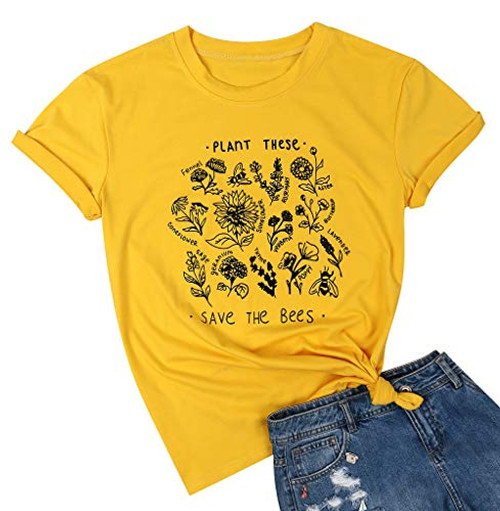 Plant These Save The Bees T-Shirts Women Bee Kind Tshirt Garden Tee Short Sleeve Cute Tee Top Yellow Plant These Save The Bees T-Shirts Women Bee Kind Tshirt Garden Tee Short Sleeve Cute Tee Top Yellow