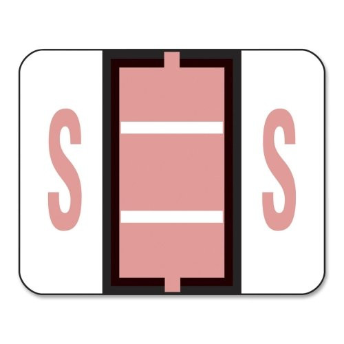 Smead 67089 Pink BCCR Bar-Style Color-Coded Alphabetic Label - S - 1.25quot Width x 1quot Length - 500   Roll - 500 Roll - Pink