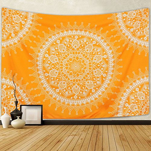 SENGE Orange Tapestry Mandala Hippie Bohemian Tapestries Wall Hanging Flower Psychedelic Tapestry Wall Hanging Indian Dorm Decor for Living Room Bedroom SENGE Orange Tapestry Mandala Hippie Bohemian Tapestries Wall Hanging Flower Psychedelic Tapestry Wall Hanging Indian Dorm Decor for Living Room Bedroom