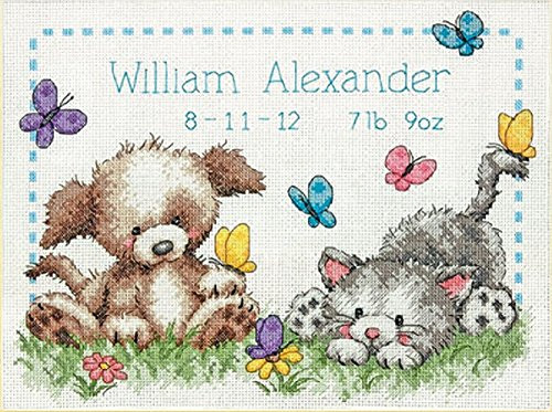 Wilton Dimensions 70-73883 Pet Friends Birth Record, Counted Cross Stitch