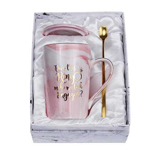 Jumway Does This Ring Make Me Look Engaged? Engagement Gifts Fiance mug Engaged mugs 14 oz Pink coffee mug