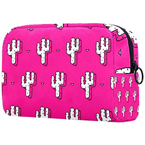 Small Makeup Bag for Purse Travel Makeup Pouch Mini Cosmetic Bag for Women Girls Cactus