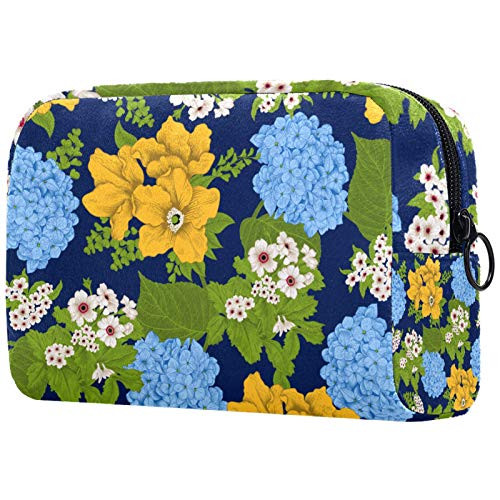 Small Makeup Bag for Purse Travel Makeup Pouch Mini Cosmetic Bag for Women Girls Yellow lily