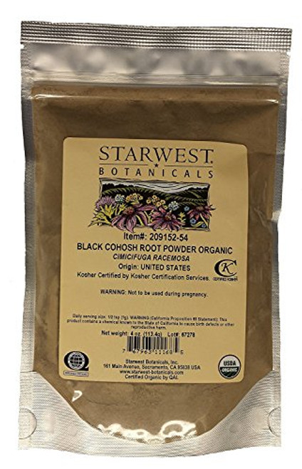 Black Cohosh Root Pwd Organic - 4 Oz Starwest Botanicals Black Cohosh Root Pwd Organic - 4 Oz Starwest Botanicals