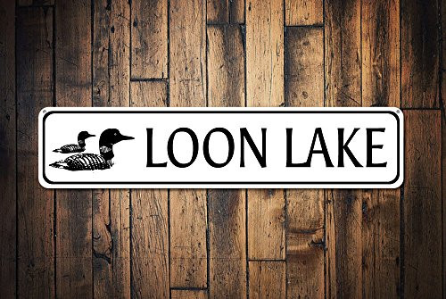 Duck Sign Custom Loon Lake Sign Lake House Sign Lake House Decor Persoanlized Metal Lake Name Sign - Quality Aluminum Lake Decorations Metal Signs Tin Plaque Wall Art Poster 18 inchx4 inch