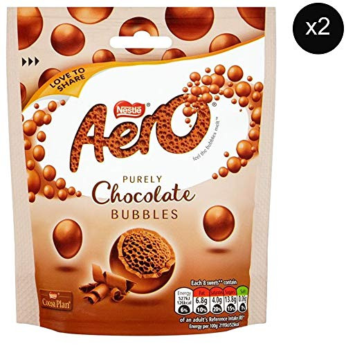 Nestles Aero Bubbles Milk Chocolate Pouch 102g x2 - UK Chocolate Candy. Nestles Aero Bubbles Milk Chocolate Pouch 102g x2 - UK Chocolate Candy.