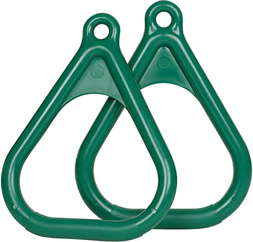 Swing Set Stuff Plastic Trapeze Rings with SSS Logo Sticker, Green