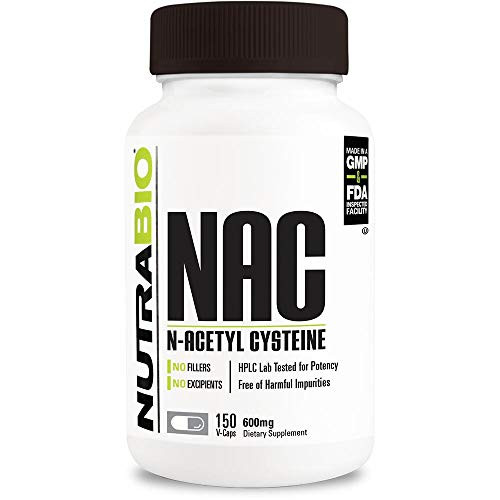 NutraBio N-Acetyl Cysteine Supplement  NAC  - 150 Capsules 600mg Each - Powerful Anti-Oxidant - Immune Support - Boost Glutathione