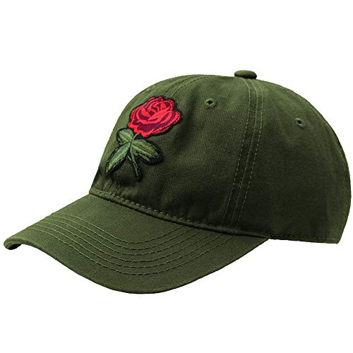 Nutriangee Men Women Rose Floral Embroidered Baseball Cap Cotton Adjustable Flower Dad Hat Green