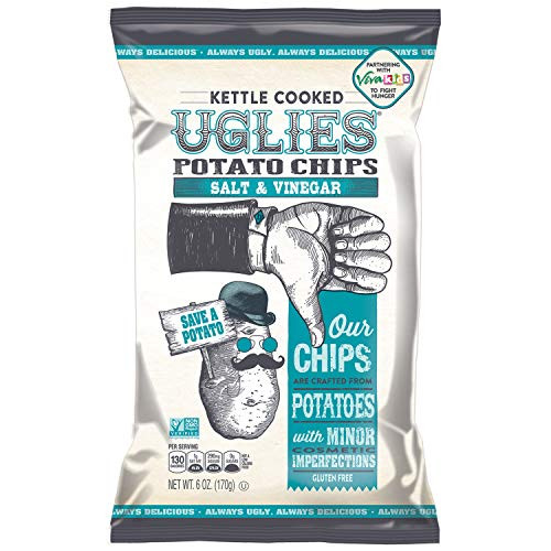 UGLIES 4 Pack Kettle Cooked Salt and Vinegar Potato Chips - Gluten Free Kosher Non-GMO Snack - 6 oz Bags UGLIES 4 Pack Kettle Cooked Salt and Vinegar Potato Chips - Gluten Free Kosher Non-GMO Snack - 6 oz Bags