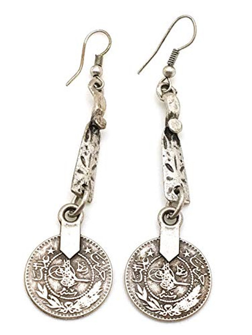 Vintage Statement Drop Dangle Earrings Bohemian National Style Hollow Water Drop Heart Shaped Alloy Long Boho Dangle Earrings for Women Girls