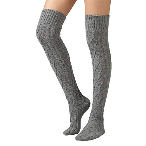 YELAIVP Womens Cable Knit Thigh High Extra Long Socks Over the Knee Leg Warmers Warm Boot Stocking YELAIVP Womens Cable Knit Thigh High Extra Long Socks Over the Knee Leg Warmers Warm Boot Stocking