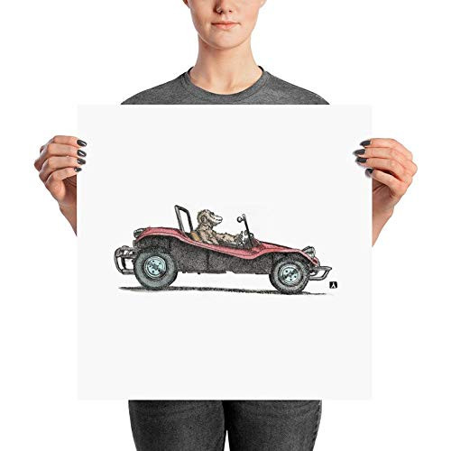 BellavanceInk Pen  and  Ink Drawing Print With Watercolor of Monkey Driving a Dune Buggy