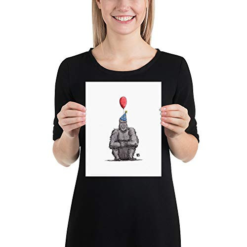 BellavanceInk Pen  and  Ink Watercolor Of Grumpy Birthday Gorilla and Balloon Limited Print