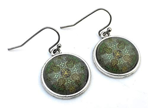 Celtic Cross Earrings - Green Celtic Knot - Handmade Celtic Cross Earrings - Green Celtic Knot - Handmade