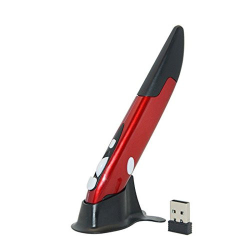 Wireless Pen Mouse Lychee 2.4GHZ USB Wireless Optical Pen Mouse 500/1000 DPI Adjustable Handwriting Mini Mice for PC Laptop Notebook Computer Mac (Red)