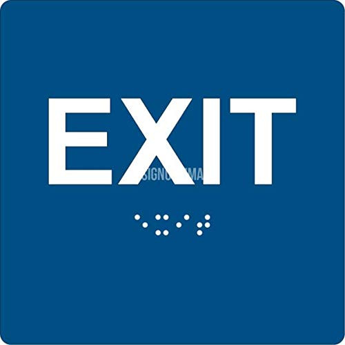 ADA Compliant EXIT Sign with Braille 6 inchx6 inch Blue White