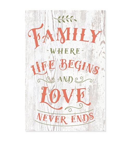 Family Where Life Begins and Love Never Ends Rustic Wood Wall Sign 8x12 Family Where Life Begins and Love Never Ends Rustic Wood Wall Sign 8x12