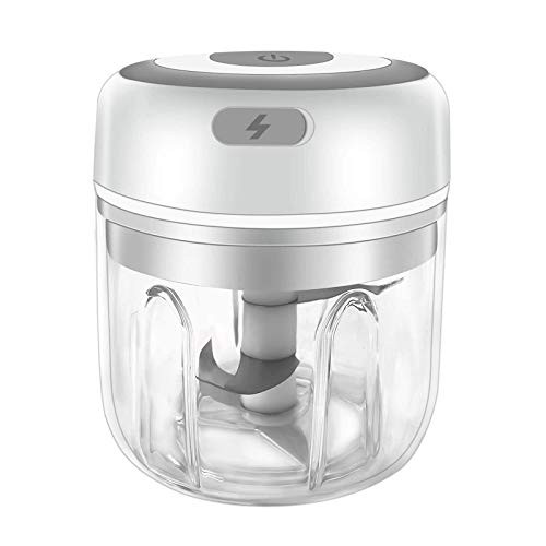 Electric Mini Garlic Chopper Food Slicer And mini food processor Mincer For Chili Fruits Ginger Meat Nuts Pepper Vegetable Masher  Blender White   250ML