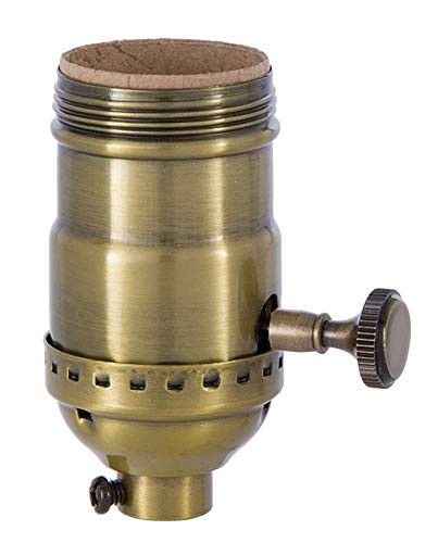 B and P Lamp Brass Turn Knob Early Electric Style Lamp Socket Antique Brass Finish On Off Function Uno Thread Shell