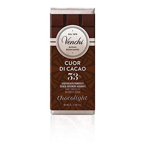 Venchi Chocolight Minibar 53 percent Dark Chocolate No Added Sugar 1.58oz Venchi Chocolight Minibar 53 percent Dark Chocolate No Added Sugar 1.58oz