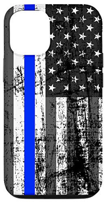 iPhone 12 12 Pro Vintage American Thin Blue Line Flag Police Support Case
