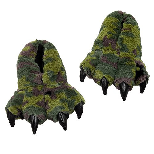 Wishpets Stuffed Dinosaur Slippers - Soft Plush Toy Slippers for Kids and Adults Green  Large