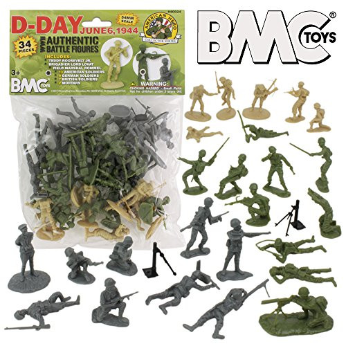 BMC WW2 D-Day Plastic Army Men - 34 American, British, German Soldier Figures BMC WW2 D-Day Plastic Army Men - 34 American, British, German Soldier Figures