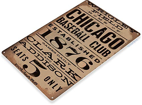 Tinworld TIN Sign Chicago Wrigley Field Card Metal Decor Art Baseball Shop Store A040
