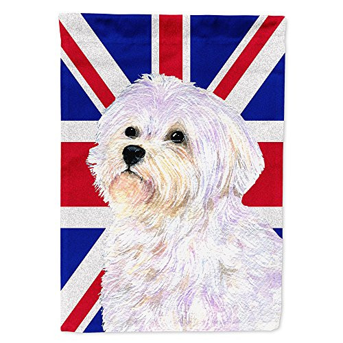 Carolines Treasures SS4923GF Maltese with English Union Jack British Flag Flag Garden Size Small Multicolor