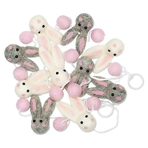 KESYOO Wool Felt Ball Garland Banner Easter Rabbit Ball Garland Easter Wall Hanging Pendant Party Decoration Supplies