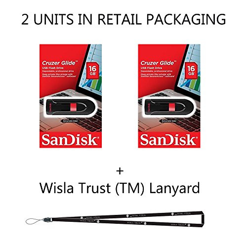 SanDisk Cruzer Glide 16GB SDCZ60-016G (2 Pack) Cruzer USB 2.0 Flash Drive Jump Drive Pen Drive CZ60 - BONUS Wisla Trust (TM) Lanyard SanDisk Cruzer Glide 16GB SDCZ60-016G (2 Pack) Cruzer USB 2.0 Flash Drive Jump Drive Pen Drive CZ60 - BONUS Wisla Trust (TM) Lanyard
