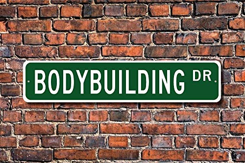 Puernash Tin Signs Home Decoration Bodybuilding Gift Sign Bodybuilding Fan Bodybuilding Gym Street Sign Art Wall Decor Metal Sign 4 x 16