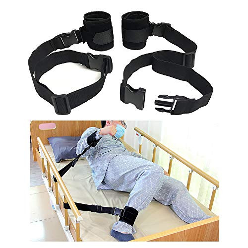 Bed Restraints Wrist Straps Restraints for Elderly Medical Restraints Hospital Bed Hand Soft Patient Restraints  Black-2 PCS